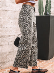 Gula leopardjeans med raka lösa ben - Miniatuur