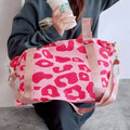 Borsa da viaggio grande con stampa leopardo nera - Foto 4