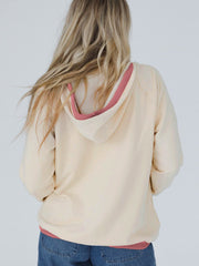 Felpa a maglia a maglia bianca con rifiniture contrastanti e cucitura esposta - Miniatuur