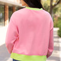 Blue Colorblock Bubble Sleeve Sweatshirt - Damesmode Afbeelding 5 - Foto 5