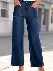 Snavsede blå Daily Fashion Straight Leg Mid-rise Shift Jeans - Miniatuur