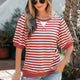 Oranje Stripe Short Bubble Sleeve T Overhemd