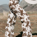 Brown Abstract Pattern Regular Fit Full-Length Western Style Jeans - Damesmode Afbeelding 3 - Foto 3
