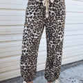 Black Leopard Print Drawstring Jogger Jeans - Damesmode Afbeelding 1 - Foto 1
