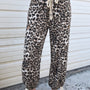 Black Leopard Print Print with Drawstring Jogger Jeans