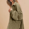 Moss Green Waffle Knit Patchwork Buttoned Oversized Shacket - Foto 3