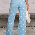 Himmelblauer Polka-Punkt-Print roher Hemd-Shift-Jeans - Foto 2