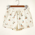 Beige Wild Duck Mallard Printed met Trekkoord Spijkerstof Shorts - Foto 5