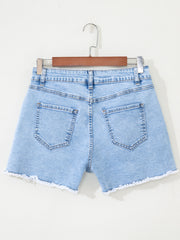 Myosotis High Waist Frayed Denim Shorts - Miniatuur