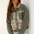 Dearlovers Sage Green Rippen-Retro-Blumen-Patchwork-Shirt-Stil Jacke - Foto 1
