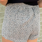 Gray Leopard Print Wrap Front Denim Shorts - Thumbnail