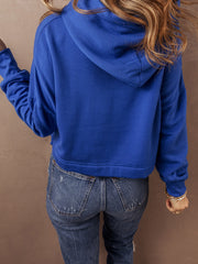 Påserosa Solid Shoulder Dragsko Kort hoodie - Miniatuur