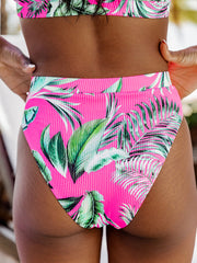 Rose Tropical Print Textured Bikini Bottoms - Miniatuur