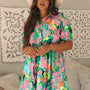 Robe babydoll à manches bouffantes verte à manches bouffantes
