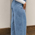 Beau Blue Western Washed Bow Knot Sash Wide Leg Jeans - Damesmode Afbeelding 2 - Foto 2