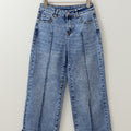 Myosotis Center Seam Cuffed Hem Straight High Waist Jeans - Foto 4