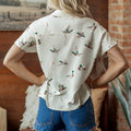 Camisa blanca de manga corta con solapa estampada de ánade real - Foto 2
