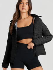Chaqueta acolchada negra acolchada con cremallera - Damesmode Afbeelding 3 - Miniatuur