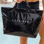 Zwart Wit karierte glänzende PU Leather Luxe Shopper Schoudertas