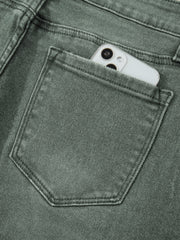 Vierblattklee, leicht verletzt, roher Rand, breite Jeans mit breiten Beinen - Miniatuur