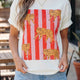 Camiseta de moda retro con estampado de rayas de guepardo blanco