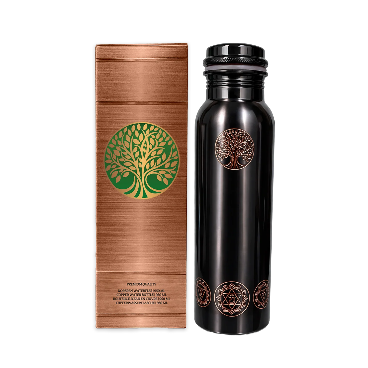 REINES KUPFERNES WASSERFLASCHEN MYSTICAL - 100% Reine Kupfer-Trinkflasche | Kupferne Trinkflasche