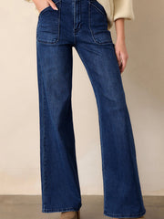 Snavsede blå Daily Fashion Straight Leg Mid-rise Shift Jeans - Miniatuur