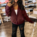 Graue Waffel-Spleißjacke mit Reißverschluss vorne und Kapuzenjacke mit Knopfen - Foto 6