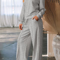 Light Grey Solid Zip Sailor Collar Pullover Athleisure Sweatpants 2pcs Set - Foto 2
