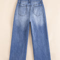 Beau Blue Tailored Center Seam Detail Straight Loose High Rise Jeans - Damesmode Afbeelding 5 - Foto 5