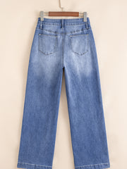 Vaqueros Beau Blue Tailored Center Seam Detail Straight Loose High Rise - Damesmode Afbeelding 5 - Miniatuur