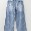 Beau Blue Multi Buttons Pinstripe Wide Leg Jeans - Damesmode Afbeelding 6 - Foto 6