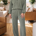 Véier-Blat-Kleeblatt Gedréint Rippen, fräigeluechte Nahtdetail, V-Hals-Pullover Plus-Gréisst Boxenset - Foto 1