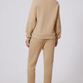 Parchment Solid Half Button Sweatshirt and High Waist Sweatpants Set - Foto 2