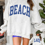 Light Grey Mock Neck Graphic Print Reversible Sweatshirt