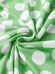 Grünes Polka Dot Contrast Trim Rundhals-Tanktop mit lockerem Tanktop - Miniatuur