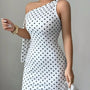 One-Shoulder Polka Dot Bodycon Mini Dress