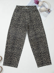 Vaqueros de cintura alta con estampado de leopardo negro - Imagen de moda femenina 6 - Miniatuur
