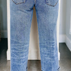 Myosotis-Mittelnaht mit Bündchen, gerade Jeans mit hohem Taille - Thumbnail