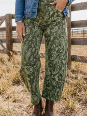 Pantalon en denim Harem imprimé paisley vert - Miniatuur