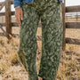 Pantalon en denim Harem imprimé paisley vert
