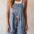 Myosotis Floral Print Denim Shortalls - Foto 1