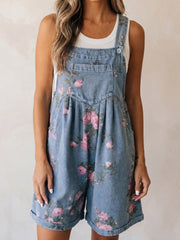 Myosotis Floral Print Denim Shortalls - Miniatuur