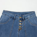 Ashleigh Blue Multi Buttons High Waist Wide Leg Jeans With Pockets - Damesmode Afbeelding 5 - Foto 5