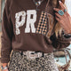 Kaffee-Gebloemde-Buffalo-Karo-Gestreifter Patch Westernpullover Pullover