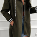 Rennroter Contrast Cuffed Cut-Shoulder Zip-Up-Hoodie - Foto 6