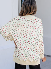 Beige resjåd patchwork med blommönster och baggy sweatshirt – Damesmode Afbeelding 6 - Miniatuur