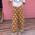 Sky Blue Polka Dot Ankle-Length Metal Button Casual Jeans - Foto 6