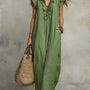 Full Size Ruffled V-Neck Cap Sleeve Maxi Dress Plus Size