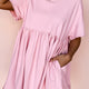 Abito Babydoll Babydoll rosa chiaro, colore unico, tasca e bordo crudo,